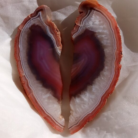 Swazi Agate Lapidary Art 2pc set Slice/Slab Specimens Natural Stone Not Polished - Picture 2 of 6